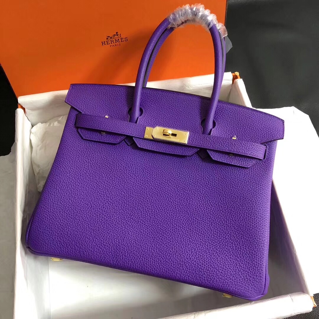 Hermes Birkin 35CM Togo Leather Handbag Violet Purple